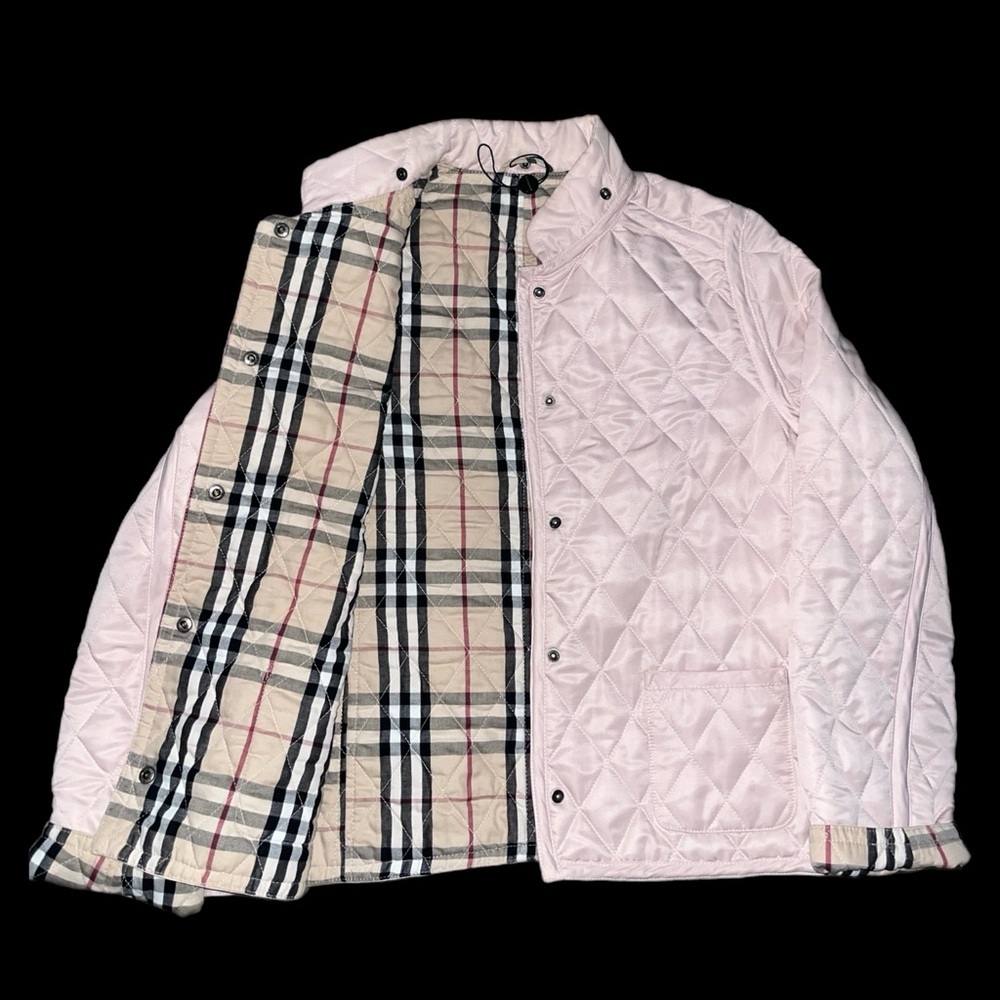 Burberry Pale Pink Check Lined Quilted Jacket